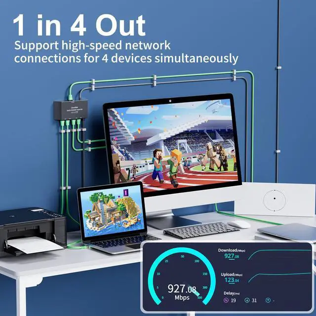 Alt view image 3 of 5 - Starlink Ethernet Adapter Splitter for Starlink Gen 3/Mini, Starlink Adapter Ethernet 1 to 4 RJ45 LAN Network Extension for Cat 5/5e/6/7/8 Cable Fast & Stable Connection [4 Devices Simultaneously]