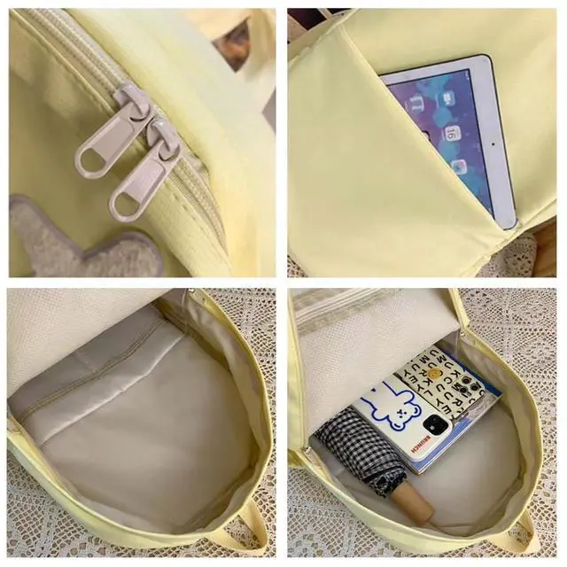 Alt view image 4 of 5 - MININAI 2025 Preppy Backpack Trendy Y2K Stars Backpack Cute Aesthetic College Laptop Backpack Casual Daypack Y2k Accessories (Black,One Size)