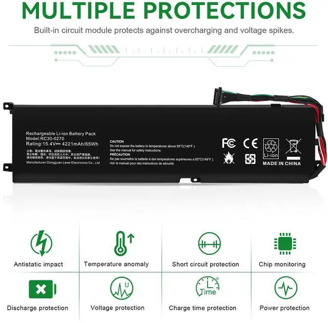 Alt view image 2 of 5 - RC30-0270 Battery Replacement for Razer Blade 15 Base 2018 2019 GTX 1660 Ti Base RZ09-0270 RZ090270 RZ09-0300 RZ09-03006 RZ09-03009 Series Notebook RZ09-03006E92 RZ09-02705E76 RZ09-02705E75