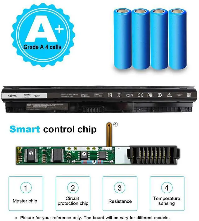 Alt view image 4 of 5 - 40Wh Type M5Y1K 14.8V Battery for Dell Inspiron 15 5000 3000 Series 5566 5555 5558 5559 5758 3567 3551 3552 3558 14 3451 3452 3458 5458 17 5755 5758 5759 GXVJ3 HD4J0 WKRJ2 VN3N0 P51F P47F P63F P64G