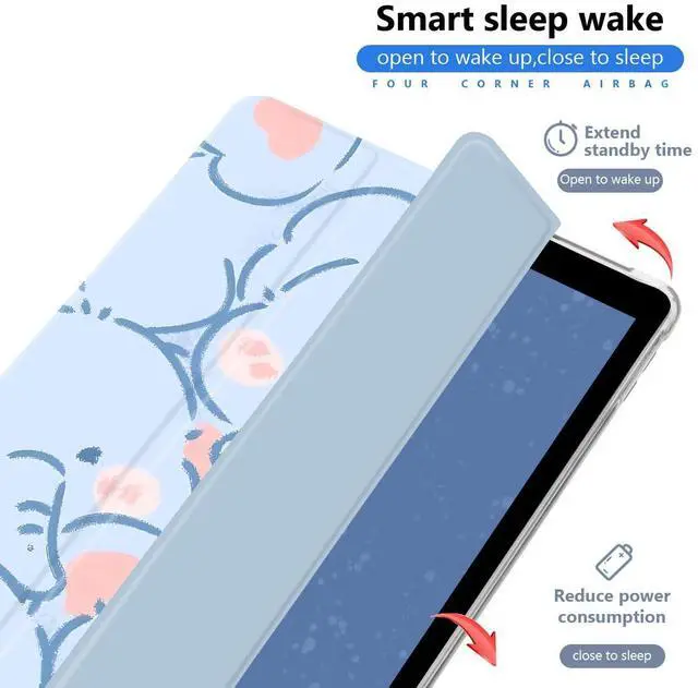 Alt view image 2 of 5 - JOYLAND Lovely Cartoon Elephant Case for iPad Pro 11 Inch M4(2024) 5th Generation with Pencil Holder, Auto Wake/Sleep, Clear TPU Blue Leather Anti-Scratch Smart Foldable Stand Back Cover