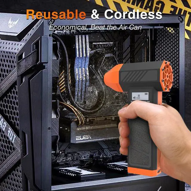 Alt view image 3 of 5 - Compressed Air Duster - Electric Air Duster with Brushless Motor - 4 Gear Adjustable Cordless Air Blower - Rechargeable Air Duster for PC, Keyboard, Car, Outdoors, Home