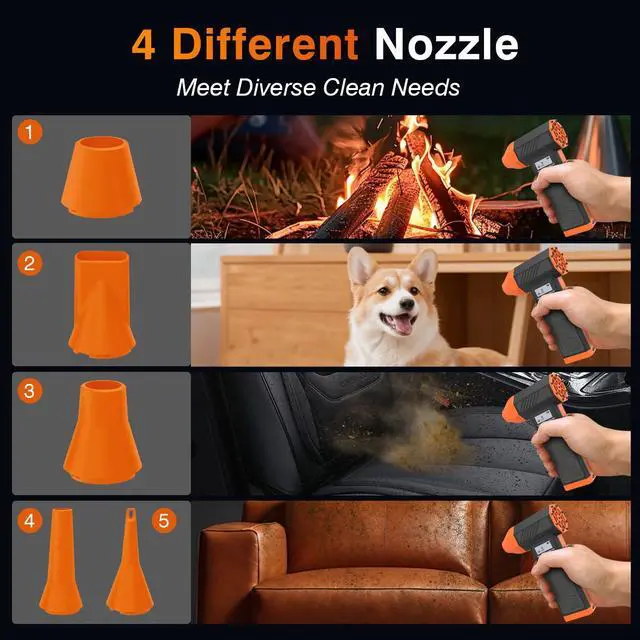 Alt view image 5 of 5 - Compressed Air Duster - Electric Air Duster with Brushless Motor - 4 Gear Adjustable Cordless Air Blower - Rechargeable Air Duster for PC, Keyboard, Car, Outdoors, Home