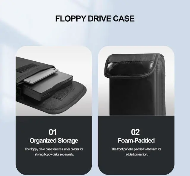 Alt view image 4 of 5 - External Floppy Disk Drive with Carrying Case  3.5 inch Floppy Disk Reader USB 3.0/Type-C Compatible, Portable and Lightweight for PC, Laptop, and Retro Gaming Windows 11/10/8/7/2000/XP