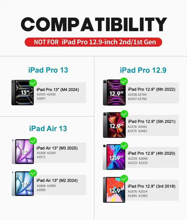 Alt view image 3 of 5 - Baisla iPad Pro 13 inch Case with Keyboard(M4) & iPad Air 13(M3/M2), Premium Hardshell Keyboard for iPad Pro 12.9(6th/5th/4th/3rd Gen), Multi Trackpad, 360 Swivel & Backlit with Pencil Holder - Black