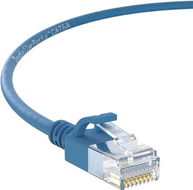 Main image of InstallerParts Ethernet Cable CAT6A Slim Cable UTP Booted 1 FT (10 Pack) - Blue - Professional Series - 10Gigabit/Sec Network/High Speed Internet Cable, 550MHZ, 28AWG