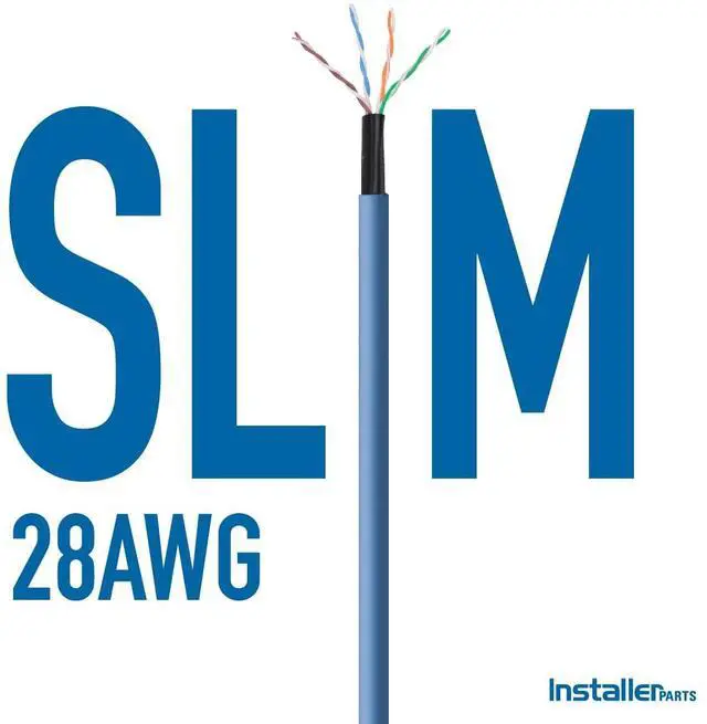 Alt view image 4 of 5 - InstallerParts Ethernet Cable CAT6A Slim Cable UTP Booted 1 FT (10 Pack) - Blue - Professional Series - 10Gigabit/Sec Network/High Speed Internet Cable, 550MHZ, 28AWG