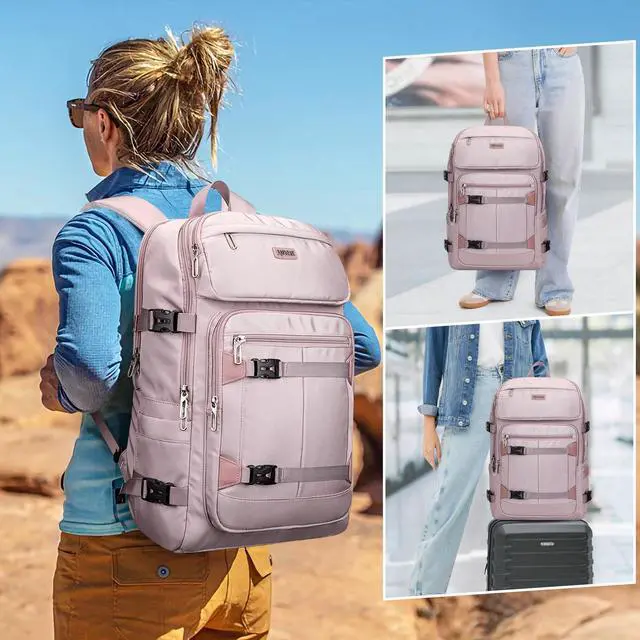 Alt view image 2 of 5 - PIJUSHI Travel Backpack for Women Flight Aprroved Carry on Bag Large Casual Luggage Backpack Fit 16 inch Laptop(PE050 Ashen Purple)