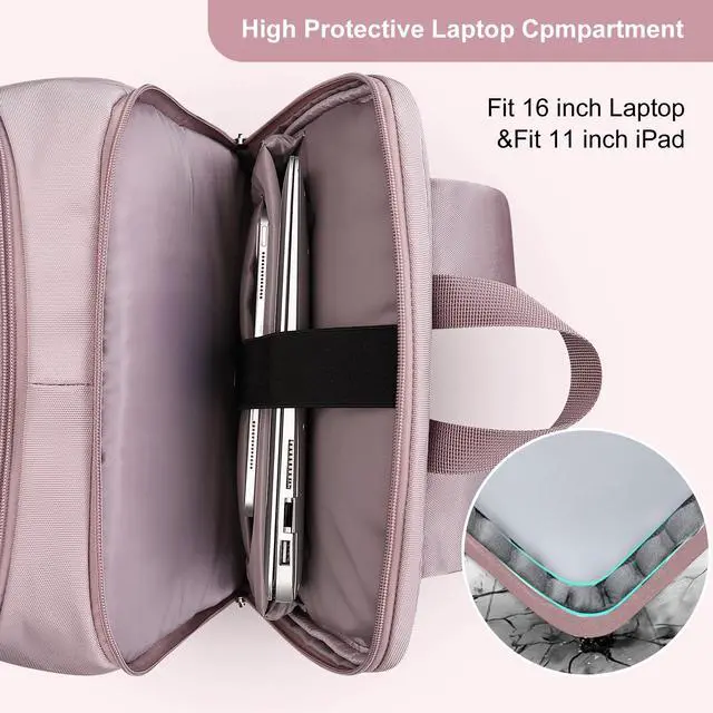 Alt view image 4 of 5 - PIJUSHI Travel Backpack for Women Flight Aprroved Carry on Bag Large Casual Luggage Backpack Fit 16 inch Laptop(PE050 Ashen Purple)