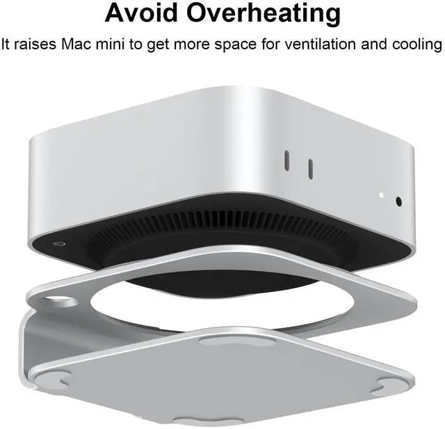 Alt view image 4 of 5 - Qwiizlab Aluminum Stand for 2024 Mac mini M4/M4 Pro, Convenient Acess to Power Button, Anti-Scratch, Anti-Slip, Avoid Overheating, Durable and Sturdy Design (Silver)