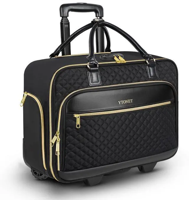 Main image of Ytonet Rolling Briefcase for Women, 17.3 Inch Rolling Laptop Bag with Lock, Water Rresistant Wheeled Computer Bag with Insulated Pocket, Roller Bags for Work Travel Overnight Teacher, Black