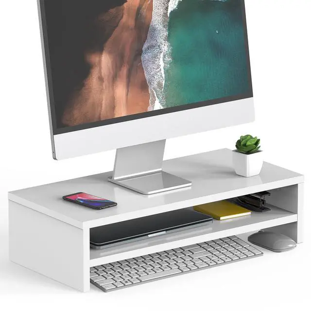 Main image of FITUEYES Monitor Stand - 2 Tier Computer Monitor Riser with 21.3 Inch Shelf, Wood Desktop Stand for Laptop Computer Screen, Desk Organization, Office Supplies