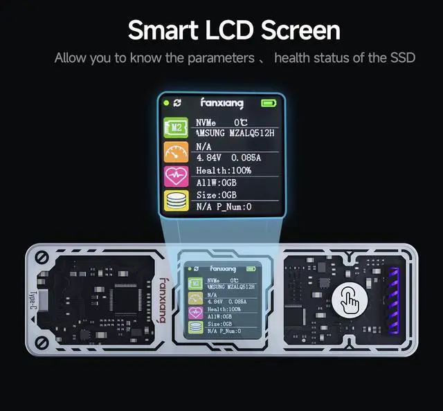 Alt view image 2 of 5 - fanxiang SSD Enclosure, USB 3.2 Gen 2 (10 Gbps), M.2 NVME/SATA SSD Enclosure, USB Adapter/Reader, Solid State Drive External Enclosure, Supports M and B+M Keys and Size 2230/2242/2260/2280 SSDs, MD86