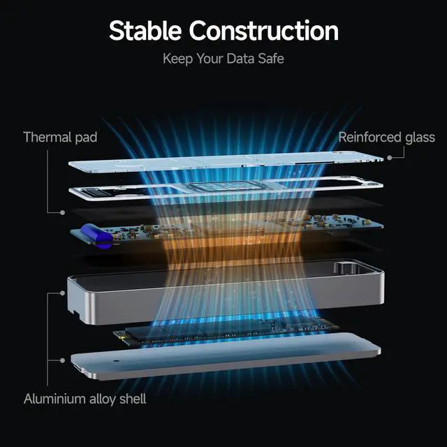 Alt view image 4 of 5 - fanxiang SSD Enclosure, USB 3.2 Gen 2 (10 Gbps), M.2 NVME/SATA SSD Enclosure, USB Adapter/Reader, Solid State Drive External Enclosure, Supports M and B+M Keys and Size 2230/2242/2260/2280 SSDs, MD86