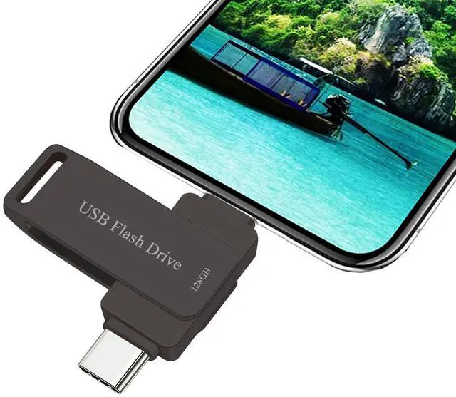 Main image of USB C Thumb Drive Photo Stick 128GB for i Phone 15/16 USB C Android and PC Black