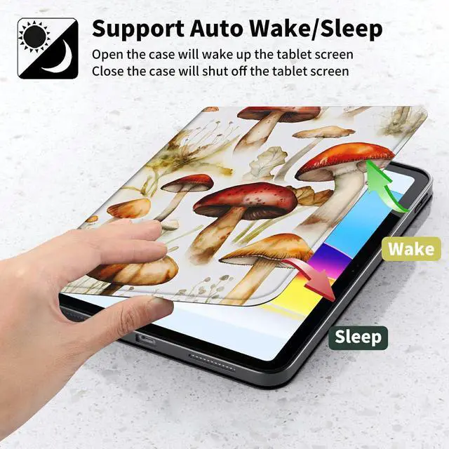 Alt view image 3 of 5 - TSNJTBDL Case for All-New Amazon Kindle Fire HD 10 Tablet (13th Generation, 2023 Release) 10.1" Mushroom Pattern PU Leather Adjustable Stand Cover with Auto Wake/Sleep Case for Fire Tablet 10 2023