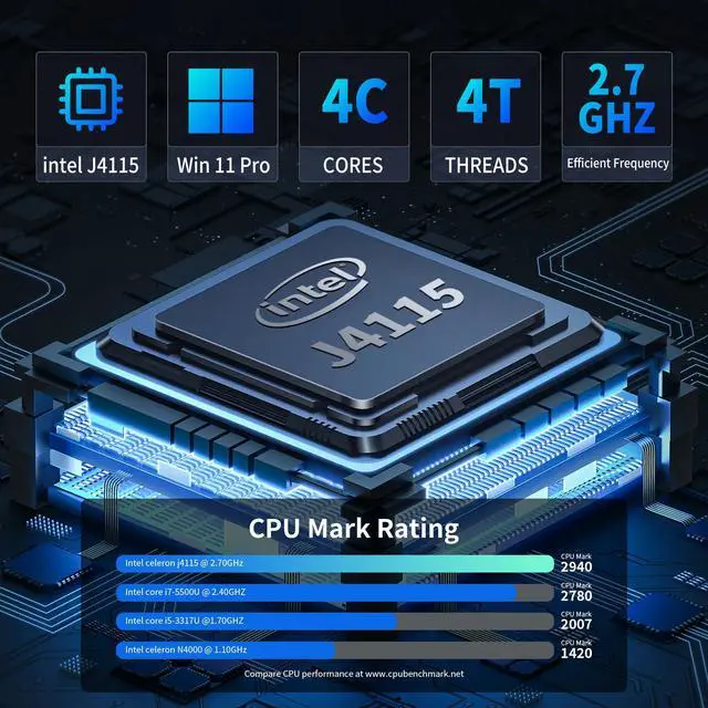 Alt view image 2 of 5 - HEIGAOLAPC PC Stick, Mini Desktop Celeron J4115 8GB DDR4 128GB eMMC, USB-C Fanless Micro PC, USB PD3.0 HDMI 4K 60Hz Wi-Fi5 Gigabit Ethernet BT5.2 on Business Office Industrial IOT Media Home