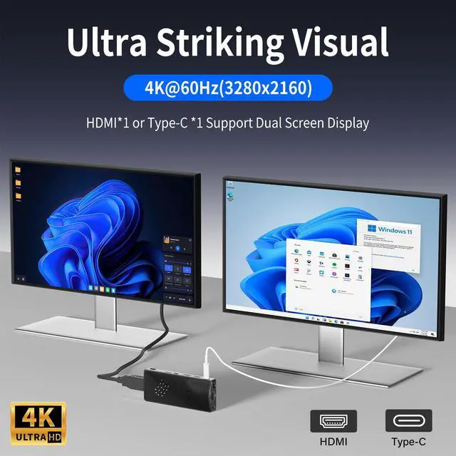 Alt view image 4 of 5 - HEIGAOLAPC PC Stick, Mini Desktop Celeron J4115 8GB DDR4 128GB eMMC, USB-C Fanless Micro PC, USB PD3.0 HDMI 4K 60Hz Wi-Fi5 Gigabit Ethernet BT5.2 on Business Office Industrial IOT Media Home