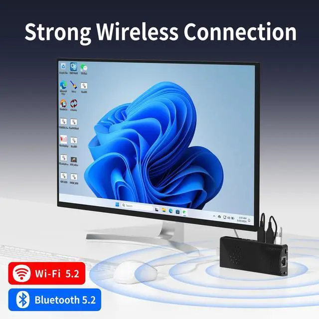 Alt view image 3 of 5 - HEIGAOLAPC PC Stick, Mini Desktop Celeron J4115 8GB DDR4 128GB eMMC, USB-C Fanless Micro PC, USB PD3.0 HDMI 4K 60Hz Wi-Fi5 Gigabit Ethernet BT5.2 on Business Office Industrial IOT Media Home