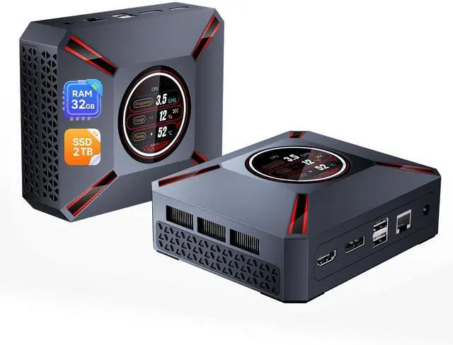 Main image of Mini Gaming PC, LED Display Core i9-12900HK (up to 5.0GHz), 32GB RAM, 2TB SSD, Windows 11 Pro, 8K DP & 4K HDMI, Wi-Fi 6 & BT5.2, High Performance Desktop Mini Tower Computer for Gaming & Productivity