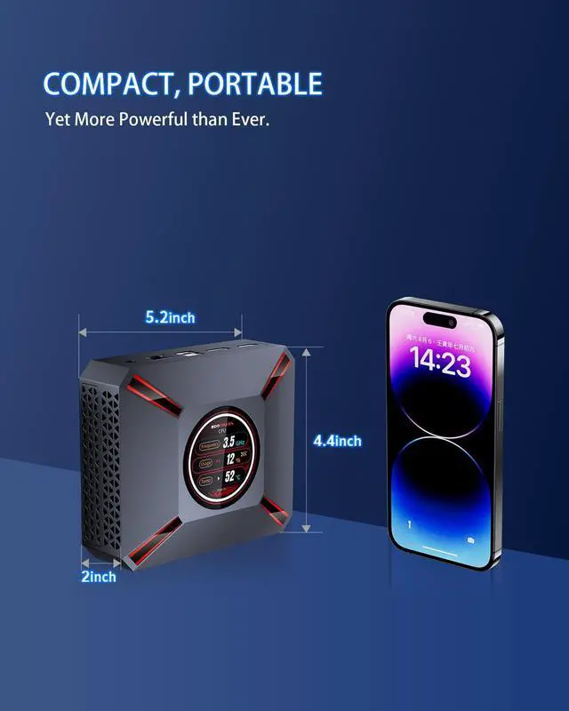 Alt view image 5 of 5 - Mini Gaming PC, LED Display Core i9-12900HK (up to 5.0GHz), 32GB RAM, 2TB SSD, Windows 11 Pro, 8K DP & 4K HDMI, Wi-Fi 6 & BT5.2, High Performance Desktop Mini Tower Computer for Gaming & Productivity