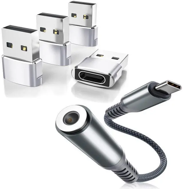Main image of Elebase 4 Pack USB to USB C Adapter and USB C to 3.5mm Adapter,Type C 1/8 Inch Headphone Jack Audio Aux Converter, for iPhone 15 14 13 12 Pro Plus Max,Samsung Galaxy S23 S22 S21