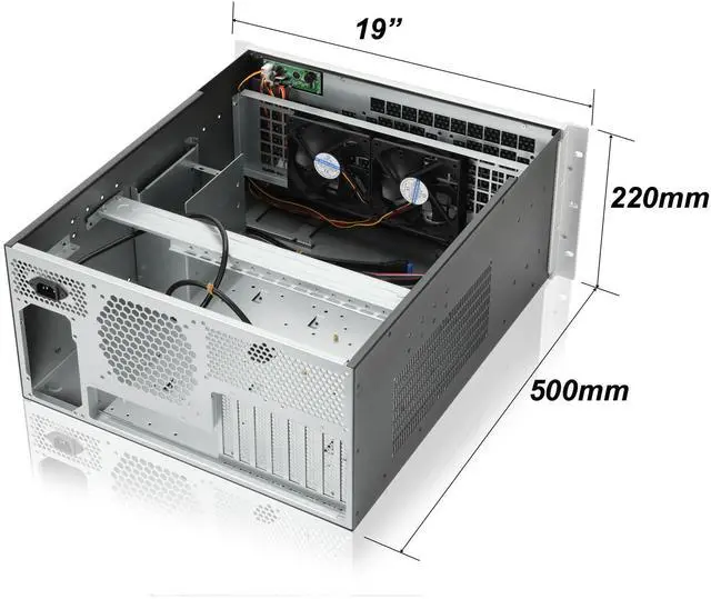 Alt view image 4 of 5 - RackChoice 5U rackmount Server Chassis Silver Color Support Liquid Cooling Compatibility up to Elevated 360mm Radiator, 1xPS2+1xSFX PSU