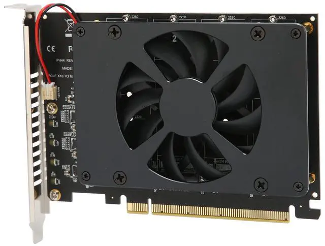 Main image of M.2 PCIe 4.0 X16 to 4 Port M.2 NVMe A with Cooling Fan NVMe Card 4x32Gbps SSD A for Dual M.2 PCIe A for NVMe SSD PCIe X16 to M.2 NVMe 4 Port Card