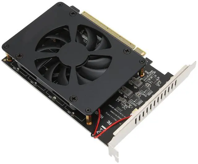 Alt view image 5 of 5 - M.2 PCIe 4.0 X16 to 4 Port M.2 NVMe A with Cooling Fan NVMe Card 4x32Gbps SSD A for Dual M.2 PCIe A for NVMe SSD PCIe X16 to M.2 NVMe 4 Port Card