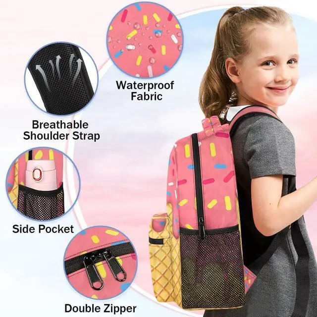 Alt view image 5 of 5 - GzLeyigou Daypack Backpacks 16 Inch Bookbags for Students, Ice Cream School Backpack Laptop Shoulder Bag Daypack for Travel Hiking Camping, Casual Daypack for Girls Boys Women Men