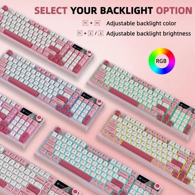 Alt view image 3 of 5 - Gaming Keyboard USB Linear Wried RGB Rainbow Light with Volume Knok,Illuminated Keyboards 7 Color Backlit+8 Models LED Lighting Up, Spill Resistant, Fn+12 Media Hotkeys,Compatible with Windows/MAC