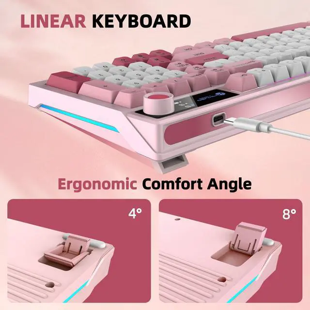 Alt view image 5 of 5 - Gaming Keyboard USB Linear Wried RGB Rainbow Light with Volume Knok,Illuminated Keyboards 7 Color Backlit+8 Models LED Lighting Up, Spill Resistant, Fn+12 Media Hotkeys,Compatible with Windows/MAC