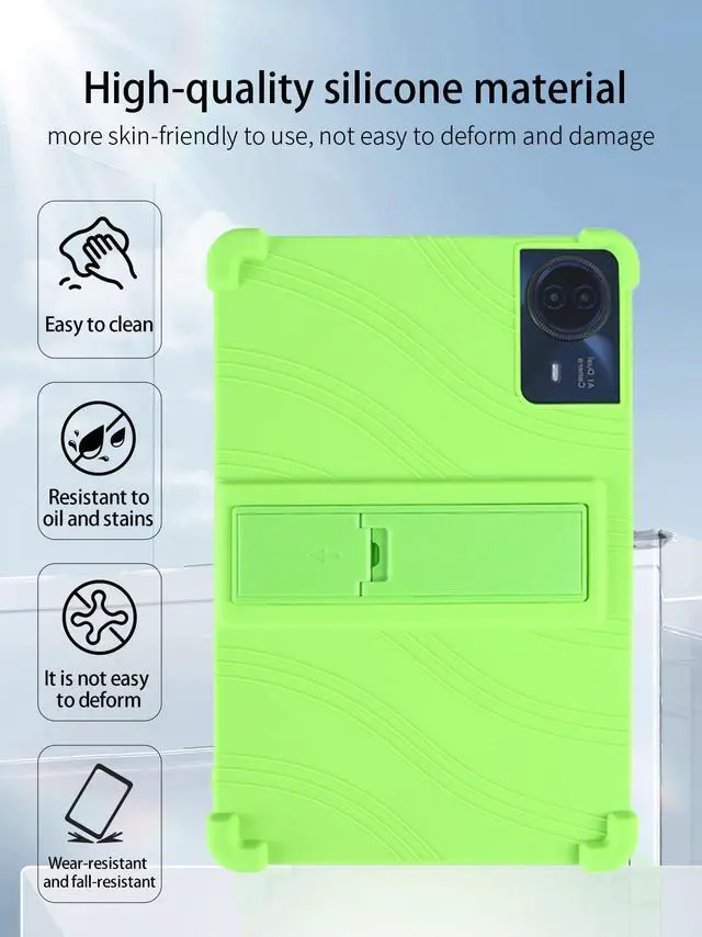 Alt view image 5 of 5 - for TECLAST T65max 13 Inches Android 14 Tablet 2024 New Tablet Model Case,Soft Silicone Adjustable Stand Cover Lightweight Kids Friendly,Green.