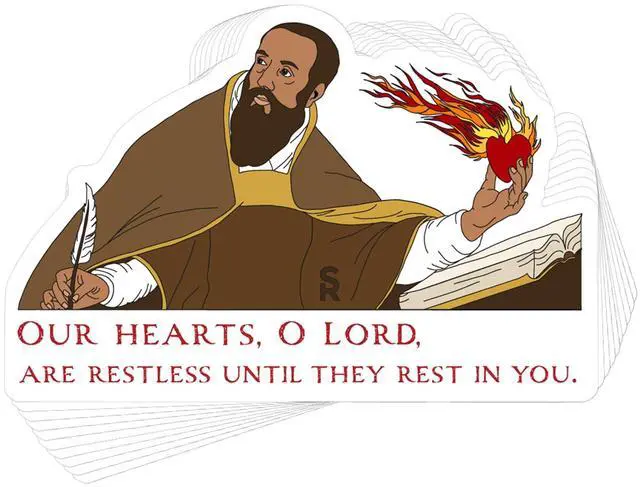 Main image of Catholic Concepts | St. Augustine 4 x 2.25 Vinyl Sticker Label Decal Waterproof Cool Accessory for Laptop, Hard Hats, Water Bottles, Scrapbooks, Folders, Cell Phone | 10-Pack