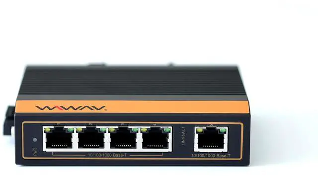 Alt view image 5 of 5 - WIWAV W1105-5GE-I 10/100/1000Mbps Unmanaged 5-Port Gigabit Industrial Ethernet Switches with DIN Rail/Wall-Mount (UL Listed, IP40, -40 to 85°C)