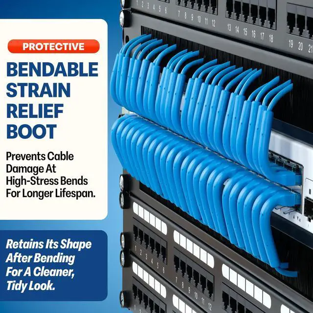 Alt view image 3 of 5 - Everest Ultra Slim Cat6a Ethernet Patch Cables 3ft (24-Pack) Blue - 10GB Cat 6a Patch Cable - Bendable, Flexible & Thin Ethernet Cable - Space Saving 32AWG 550MHZ Cat6a Cables - 100% Copper Wires