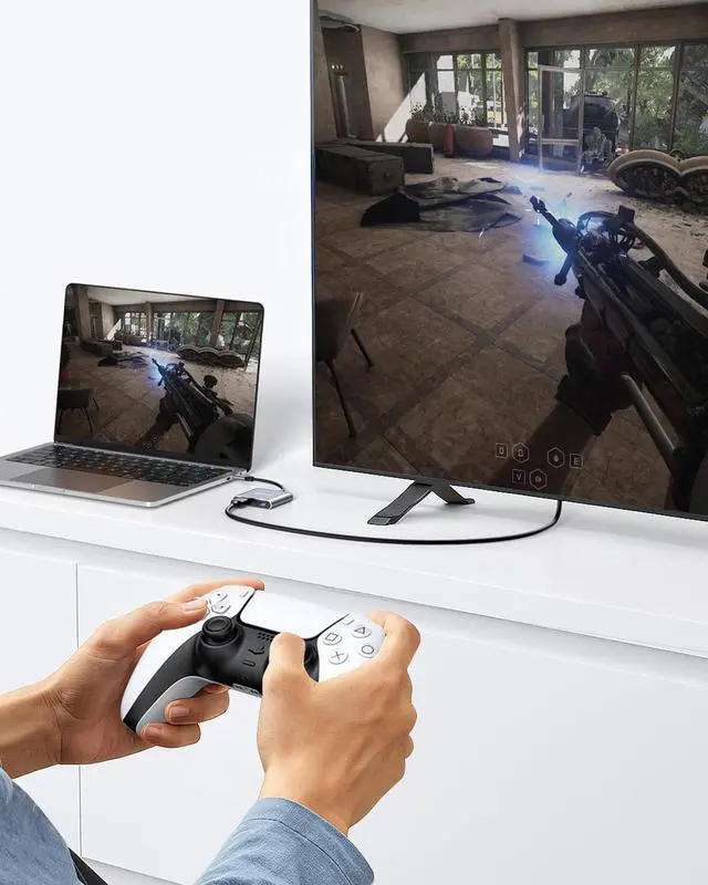 Alt view image 5 of 5 - Glomtheia Dual HDMI Adapter for 2 Monitors Extended Display 1 in 2 Out, USB C to HDMI Splitter for Laptop MacBook Pro/Air, Support 4K@30Hz Double Monitors or 4K@60Hz Single Monitor