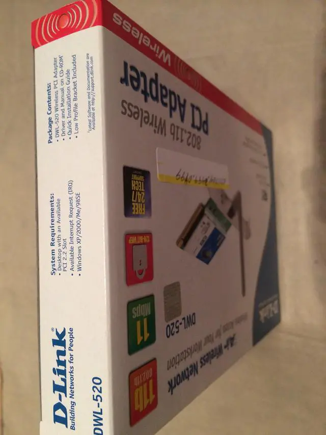 Alt view image 3 of 4 - D-Link DWL-520 Wireless PCI Adapter, 802.11b, 11Mbps