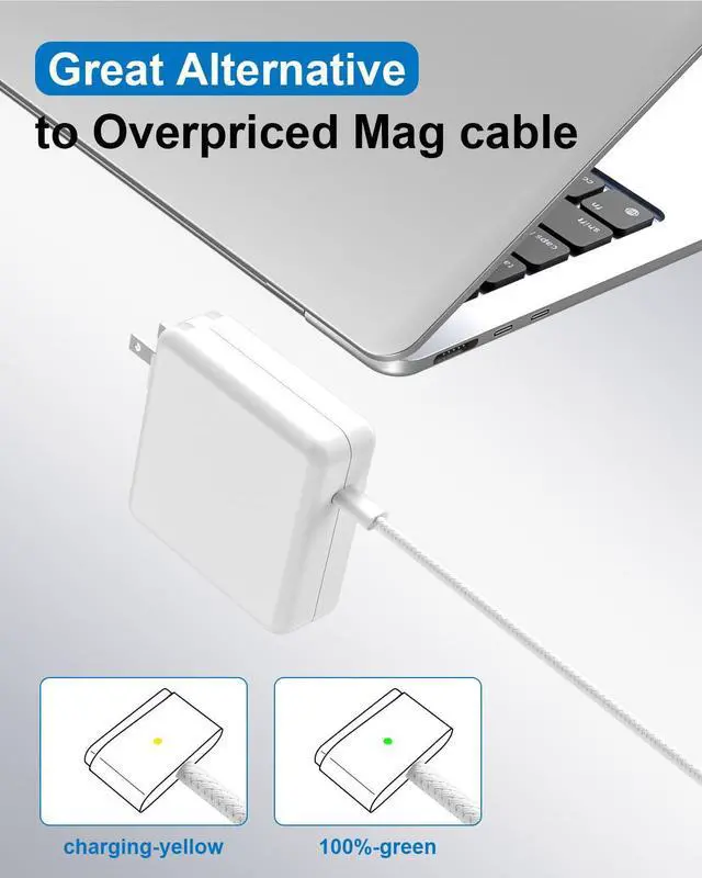 Alt view image 5 of 5 - Mac Book Pro Charger - USBC to Magnetic 3 Charger for Mac pro 14-16inch 2021 2023 2024 M1 M2 M3 M4, Mac Air 13-15inch 2022 2023 2024 2025 M2 M3 M4, Include 6.6ft Charge Cable