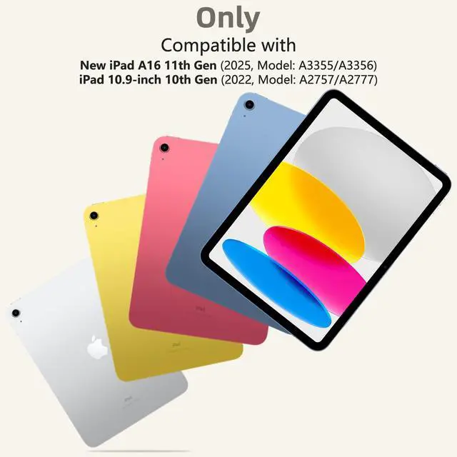 Alt view image 2 of 5 - for iPad A16 11th Generation/10th Generation Case with Keyboard,Touch Keyboard for iPad 11" /10th Gen 10.9 inch 2022-10 Color Backlight, 360° Rotatable Protective Cover (Rock Grey)