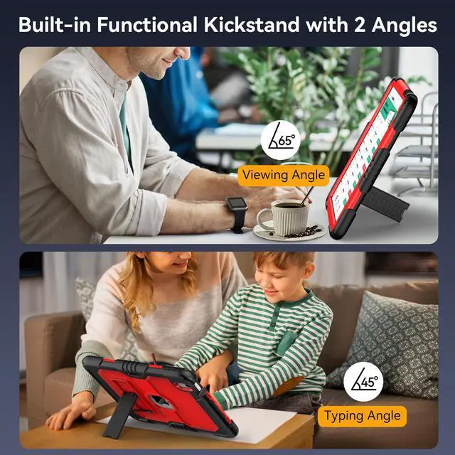 Alt view image 5 of 5 - MARIWIVI Case for iPad (A16) 11th Gen 11 inch 2025/ i Pad 10th Generation 10.9 inch 2022 with Pencil Holder/Built-in Stand, Shockproof Rugged Protective Cover for iPad 11th/ 10th Gen (Black+Red)