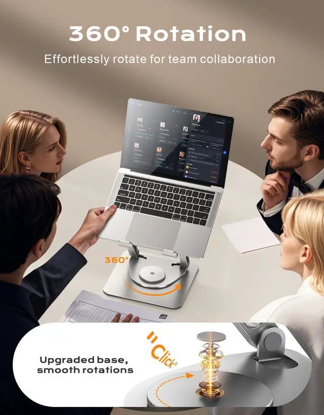 Alt view image 2 of 5 - RIWUCT Laptop Stand for Desk 360° Flexible Rotating, Ergonomic Adjustable Laptop Riser Holder with Dual-bar Support, Portable Computer Notebook Stand for MacBook Air Pro, Dell XPS, HP (10-16")