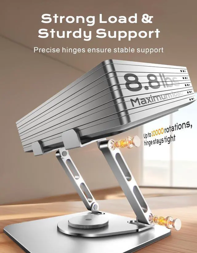 Alt view image 4 of 5 - RIWUCT Laptop Stand for Desk 360° Flexible Rotating, Ergonomic Adjustable Laptop Riser Holder with Dual-bar Support, Portable Computer Notebook Stand for MacBook Air Pro, Dell XPS, HP (10-16")