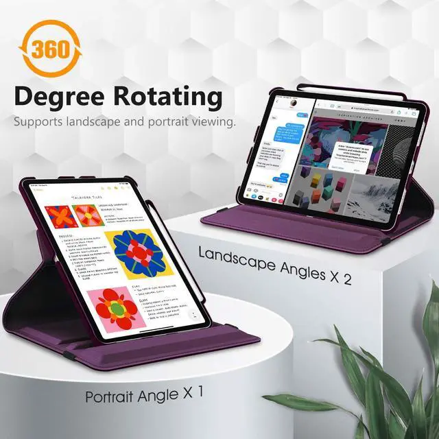 Alt view image 4 of 5 - Fintie 360 Degree Rotating Case for iPad Air 11-inch, iPad Air 5th/ 4th Gen 10.9 Inch Bundle with Fintie Silicone Sleeve for Apple Pencil 2nd Generation