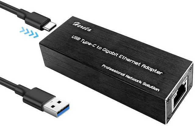 Main image of Hereta USB C to Ethernet Adapter,1Gbps Type-C 3.0 to RJ45 Ethernet LAN Network Adapter compatiable with MacOS,Windows XP, Vista,7,8,8.1,10,11,Linux,UEFI UNDI,Alluminum Case,USB Bus Powered,Plug & Play