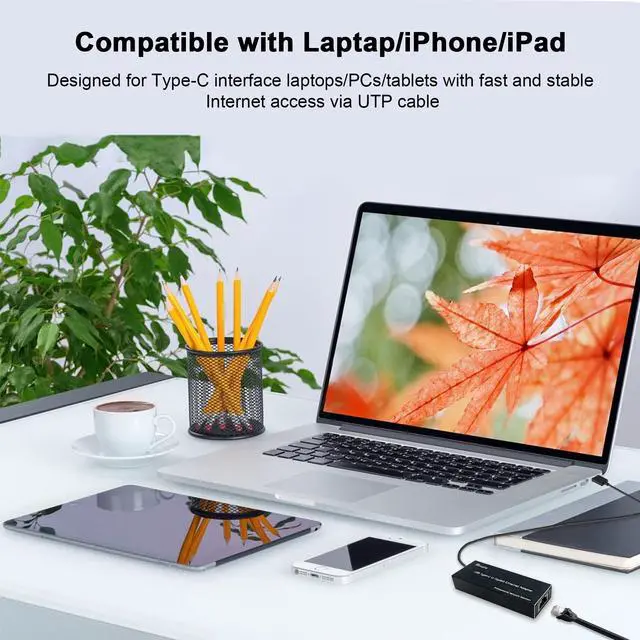 Alt view image 4 of 5 - Hereta USB C to Ethernet Adapter,1Gbps Type-C 3.0 to RJ45 Ethernet LAN Network Adapter compatiable with MacOS,Windows XP, Vista,7,8,8.1,10,11,Linux,UEFI UNDI,Alluminum Case,USB Bus Powered,Plug & Play