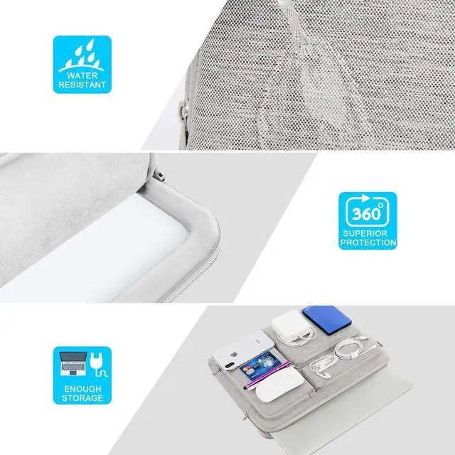 Alt view image 2 of 5 - Lacdo 360° Protective Laptop Sleeve Case for 14 inch HP Chromebook / X360 / HP Stream, Acer Swift/Chromebook 314, 14" IdeaPad S330 ASUS Dell Portable Laptop Computer Bag, Gray