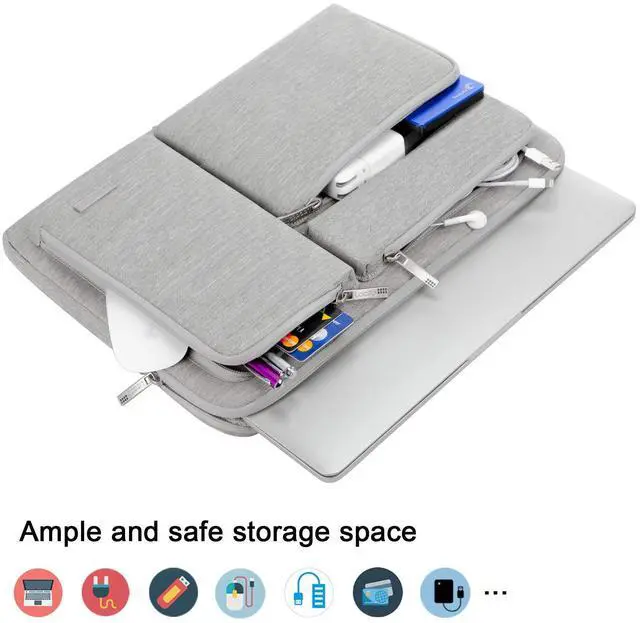 Alt view image 4 of 5 - Lacdo 360° Protective Laptop Sleeve Case for 14 inch HP Chromebook / X360 / HP Stream, Acer Swift/Chromebook 314, 14" IdeaPad S330 ASUS Dell Portable Laptop Computer Bag, Gray