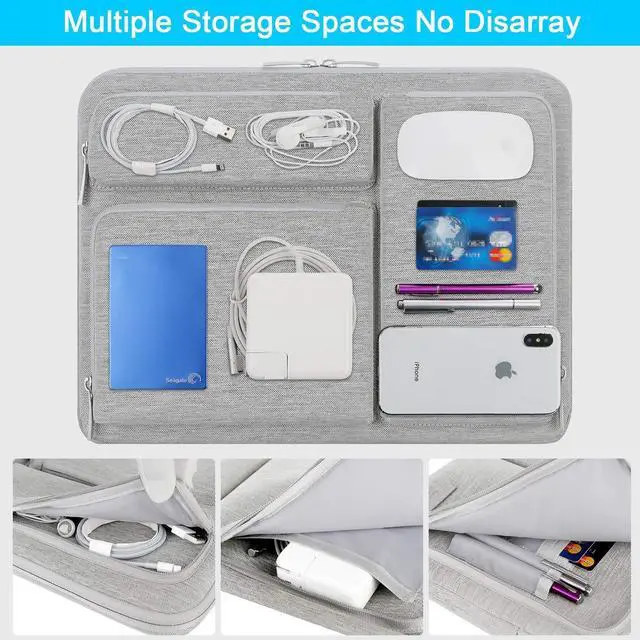 Alt view image 5 of 5 - Lacdo 360° Protective Laptop Sleeve Case for 14 inch HP Chromebook / X360 / HP Stream, Acer Swift/Chromebook 314, 14" IdeaPad S330 ASUS Dell Portable Laptop Computer Bag, Gray