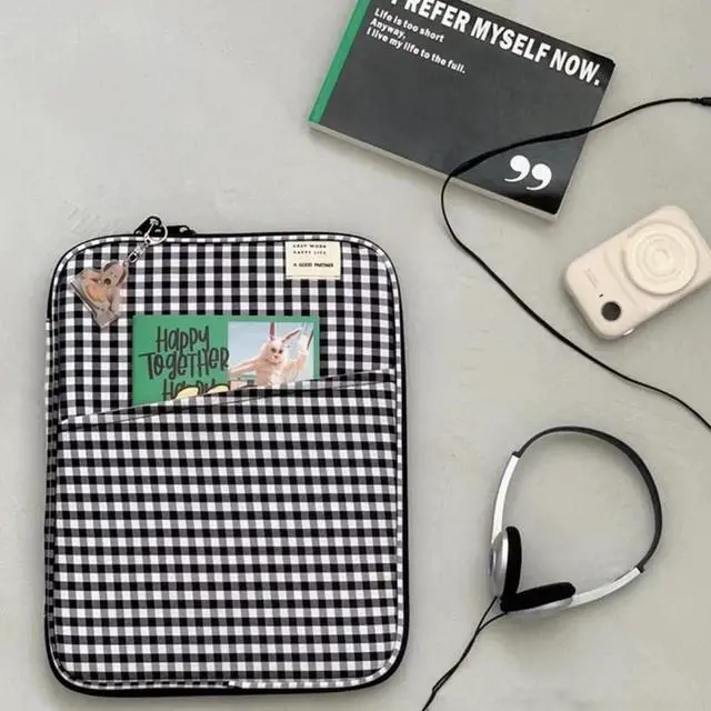 Alt view image 5 of 5 - Donloise 11-13Inch Cute Puffy Laptop Sleeve Fairycore Carrying Laptop Bag Cover Kawaii Tablet Liner Pouch Cottagecore Office Accessories (11inch,Blue)